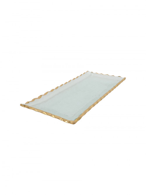 Transparent glass plate with golden edges, size: 16 * 36 cm