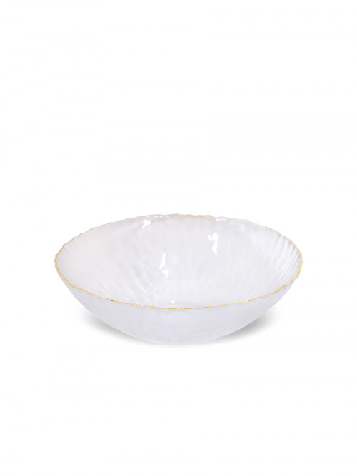 Glass dish with golden edges Size: 18 cm