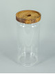 Transparent glass jar with wooden lid 20*9 cm