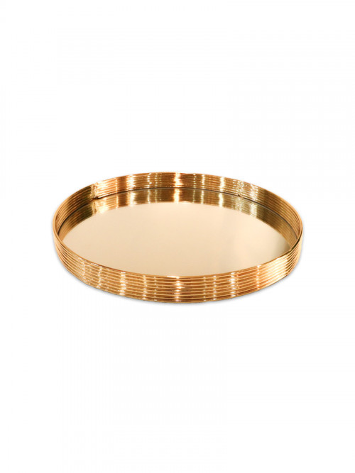 Gold metallic dress with a circular shape mirror surface