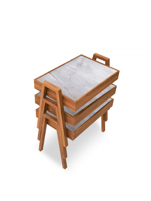 3-piece wooden serving table set