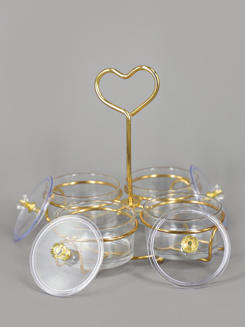 Divider for nuts, circular shape, plastic, with elegant golden cover, size: 22 * 25 cm